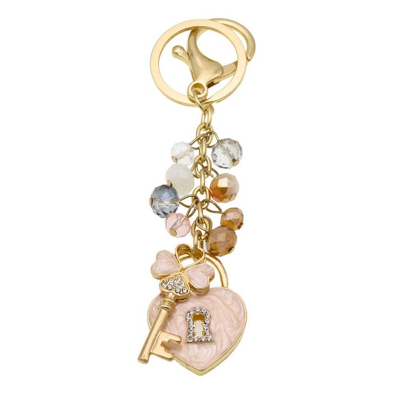 Vedory Fashion Lady's Keychain Heart Crystal Rhinestone Key Chain Key Ring Charm Purse Pendant Handbag Bag Decoration Holiday Christmas Gift For Girls (Love keychain) - Image 1